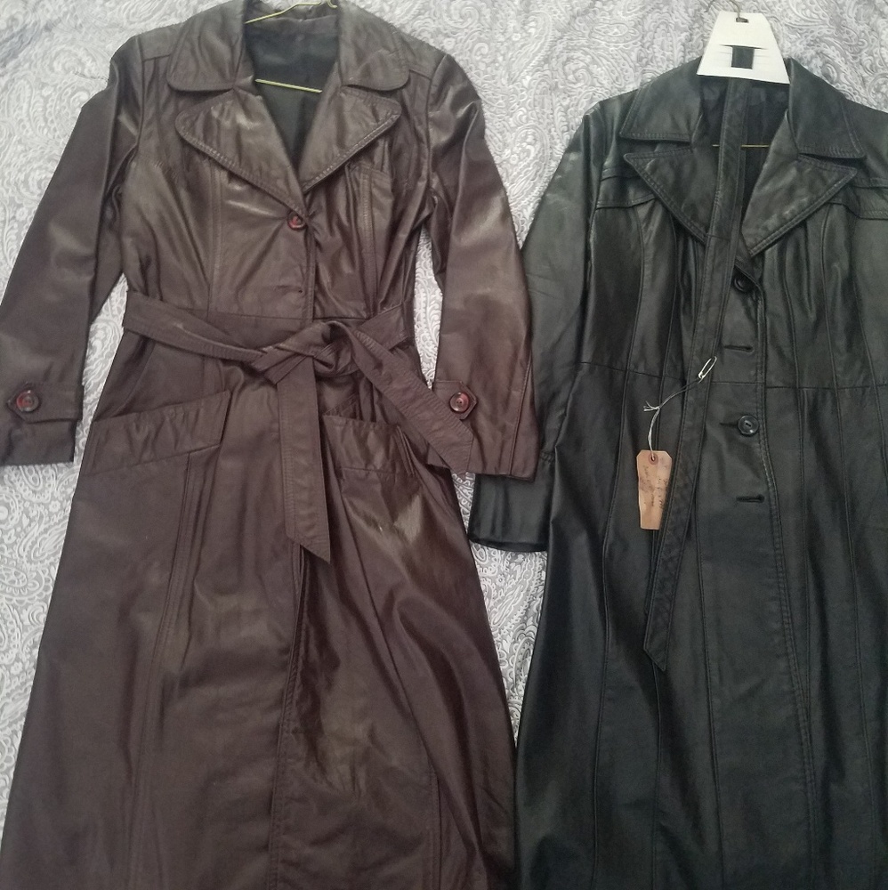 70's vintage ladies leather coats,black or brown